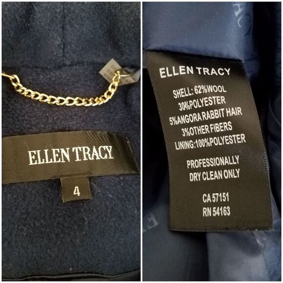 ELLEN TRACY Belted Wool Blend Stand Collar Coat - Picture 7 of 8